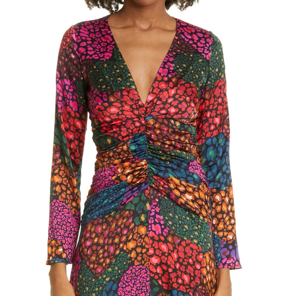 Farm Rio Rainbow Hearts 
Ruched Long Sleeve Dress - Picture 2 of 6